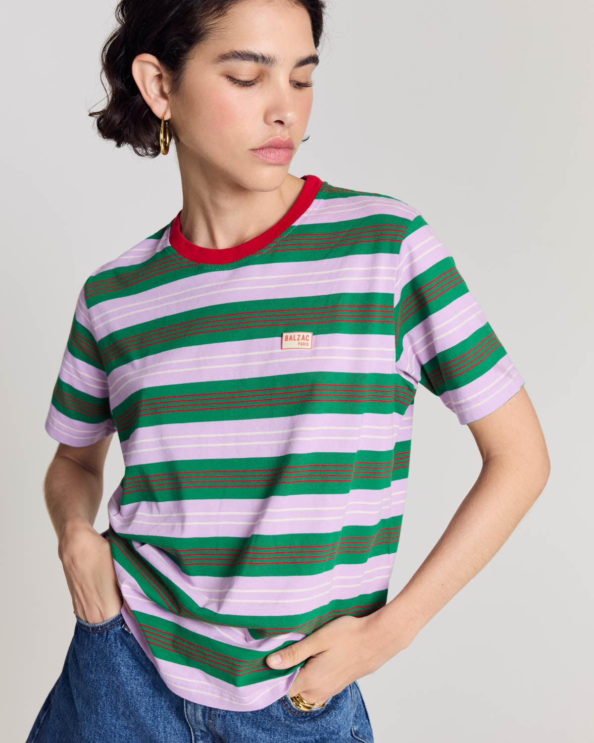 Tee Shirt Bree rayures marine et violet