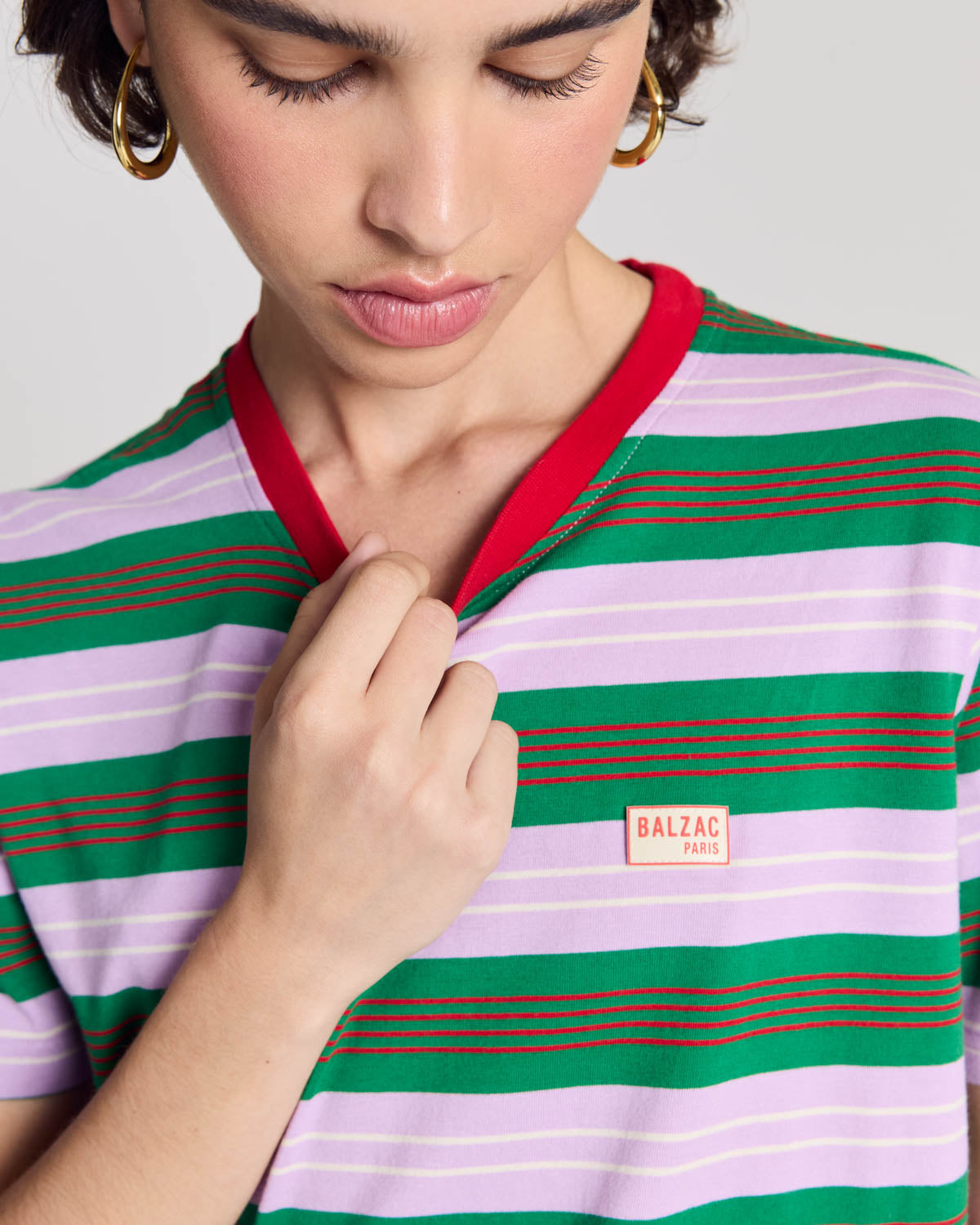 Tee Shirt Bree rayures marine et violet