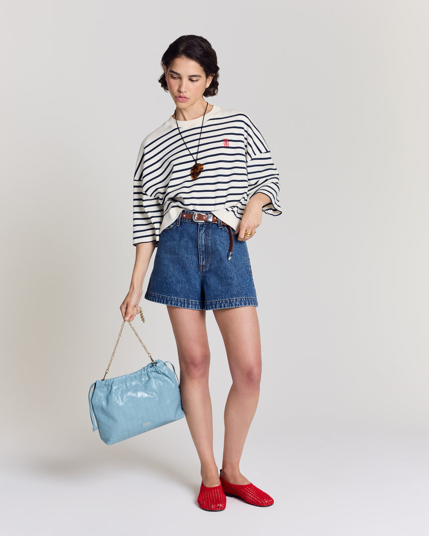 Tee Shirt Lucien rayures bleu marine et blanc
