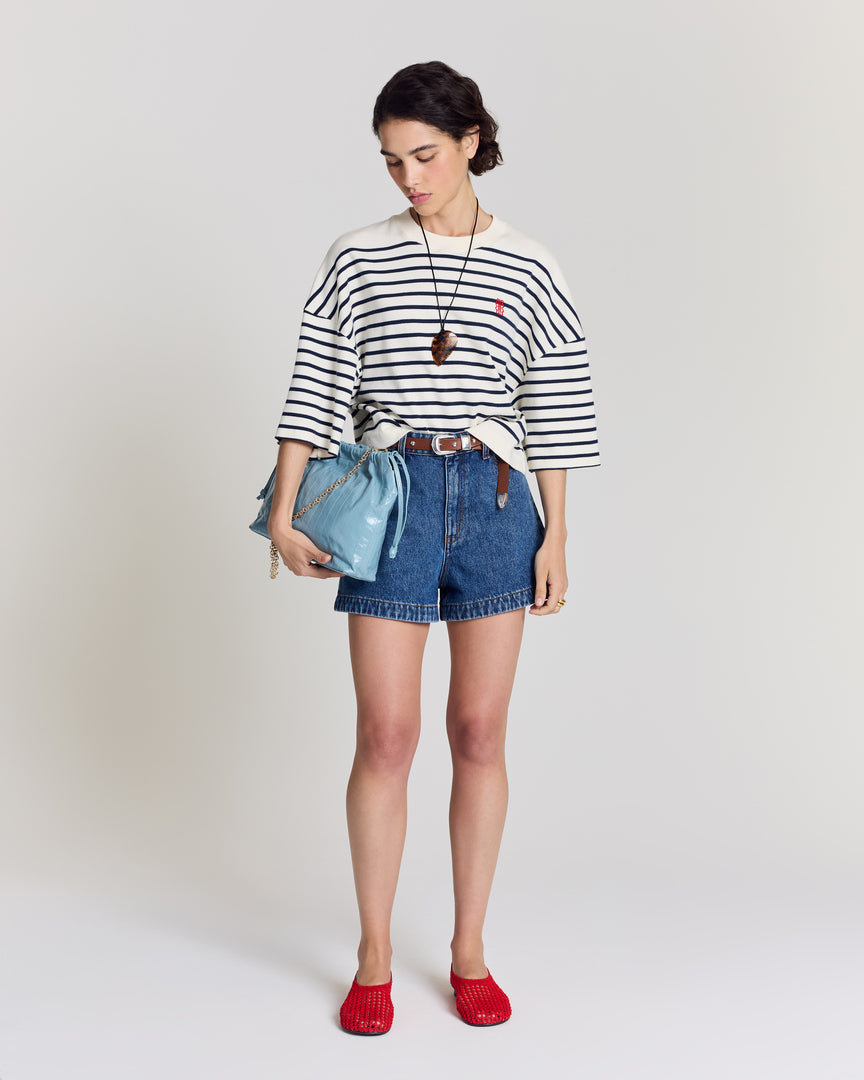 Tee Shirt Lucien rayures bleu marine et blanc