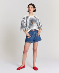 Tee Shirt Lucien rayures bleu marine et blanc
