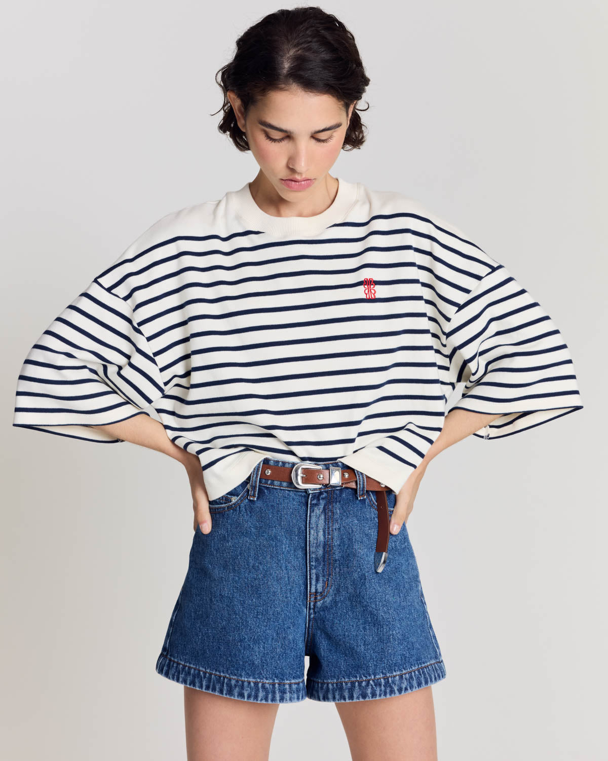 Tee Shirt Lucien rayures bleu marine et blanc