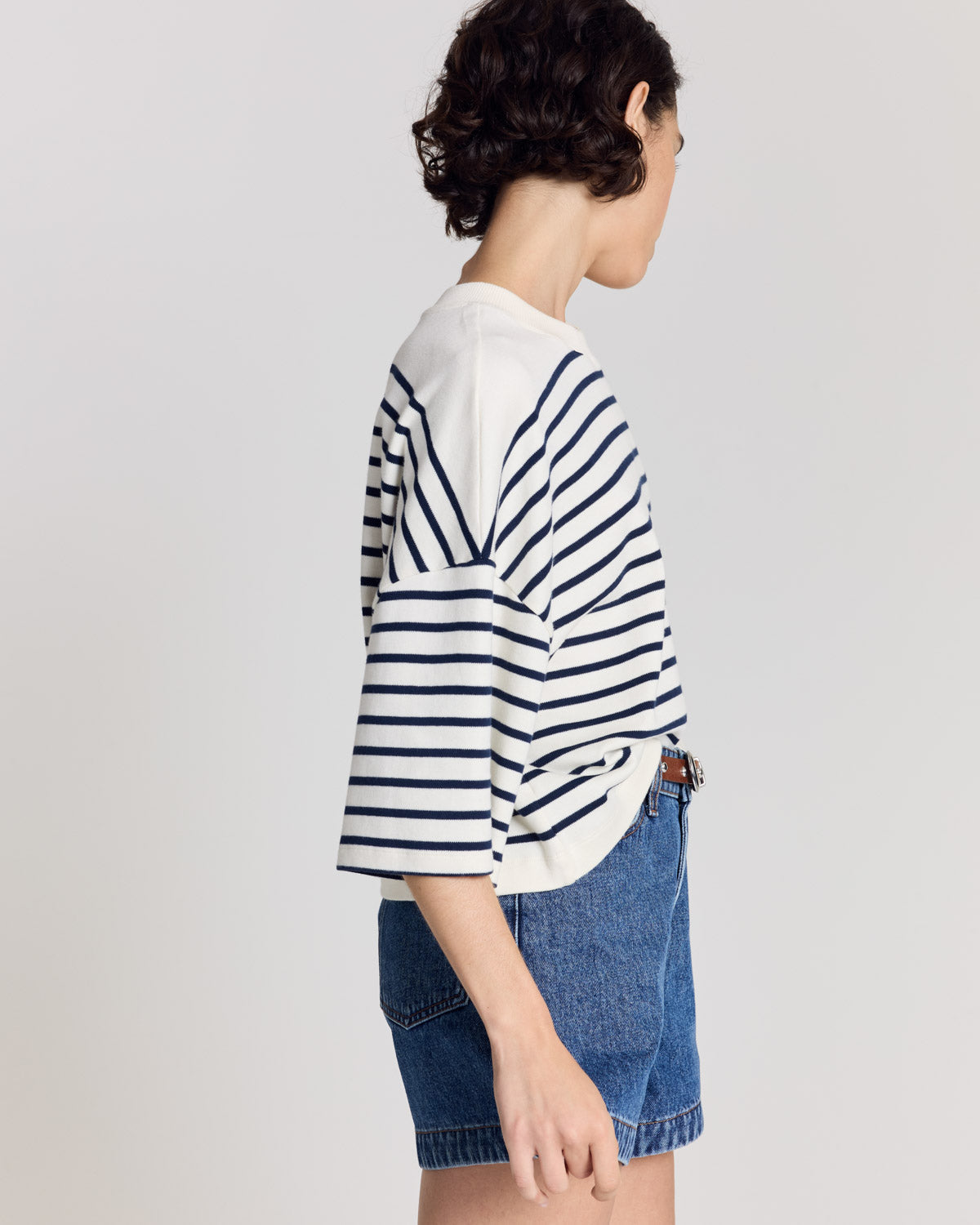 Tee Shirt Lucien rayures bleu marine et blanc
