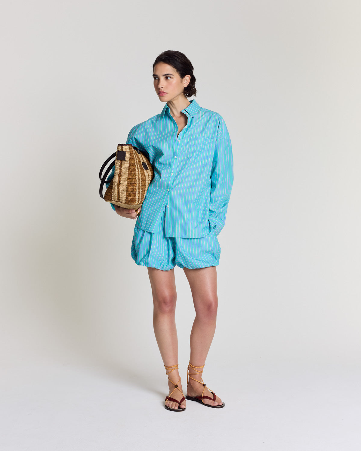 Chemise Hector rayures turquoise