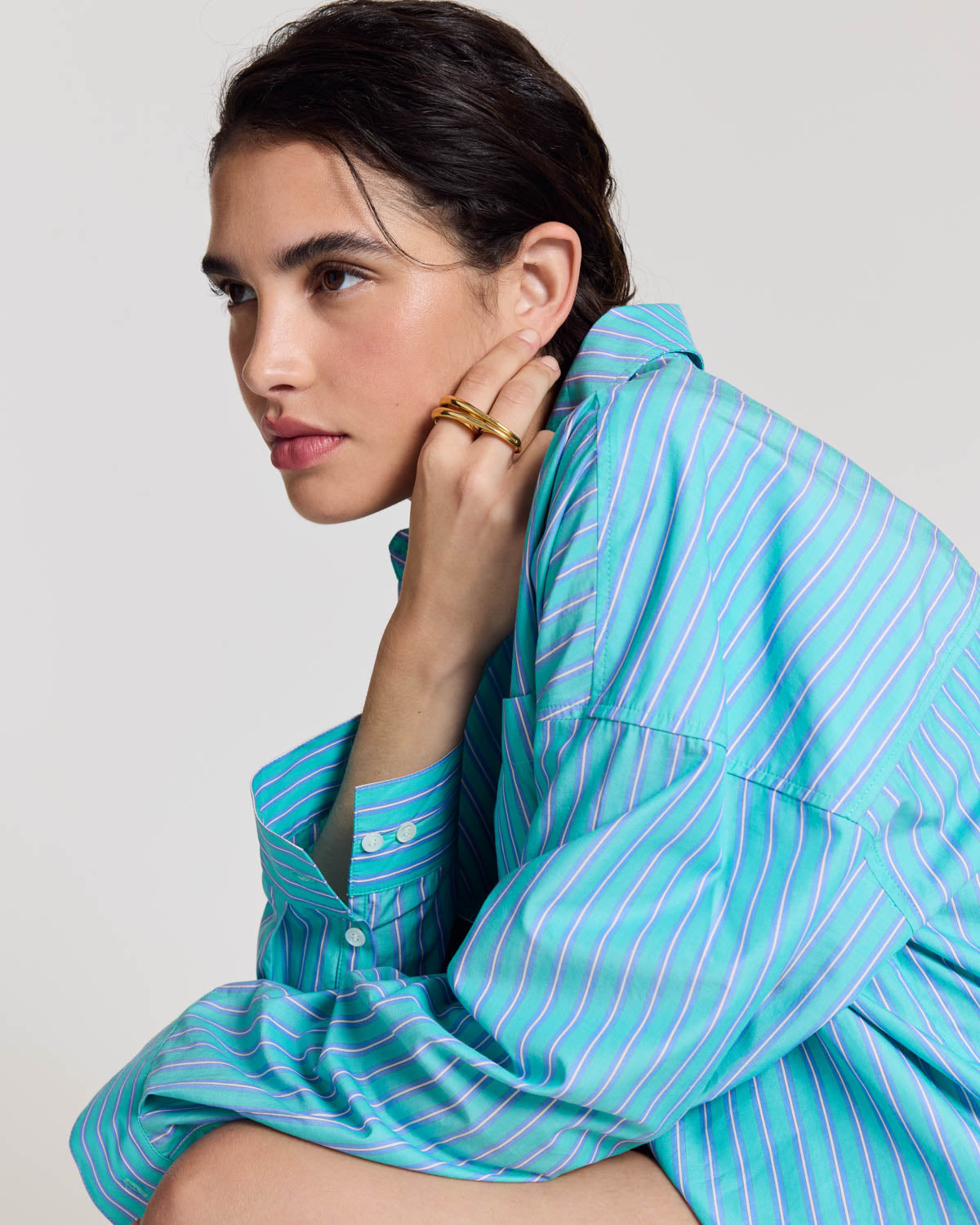 Chemise Hector rayures turquoise